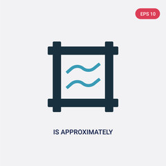Poster - two color is approximately equal to vector icon from shapes and symbols concept. isolated blue is ap