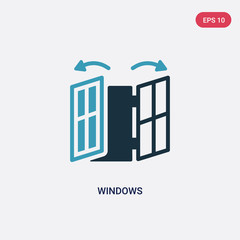 two color windows vector icon from smart home concept. isolated blue windows vector sign symbol can be use for web, mobile and logo. eps 10