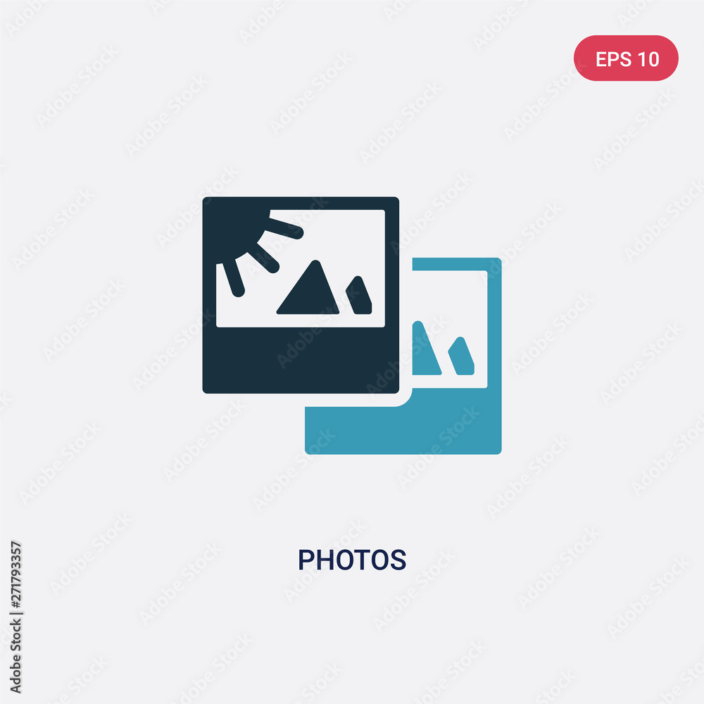 two color photos vector icon from social media concept. isolated blue ...