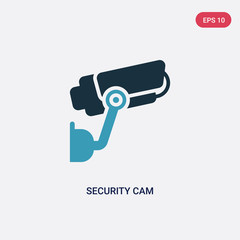 two color security cam vector icon from technology concept. isolated blue security cam vector sign symbol can be use for web, mobile and logo. eps 10