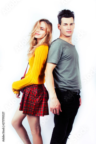 Best Friends Teenage Couple Girl And Boy Together Having Fun Posing Emotional On White Background Couple Happy Smiling Lifestyle People Concept Blond And Brunette Buy This Stock Photo And Explore Similar