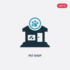 two color pet shop vector icon from animals concept. isolated blue pet shop vector sign symbol can be use for web, mobile and logo. eps 10