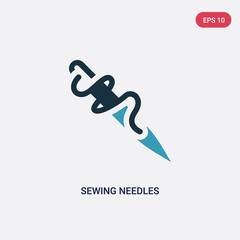 Wall Mural - two color sewing needles vector icon from sew concept. isolated blue sewing needles vector sign symbol can be use for web, mobile and logo. eps 10