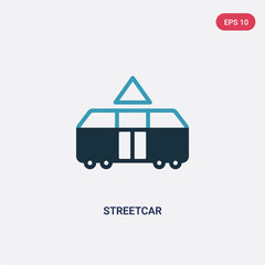 Wall Mural - two color streetcar vector icon from transport concept. isolated blue streetcar vector sign symbol can be use for web, mobile and logo. eps 10