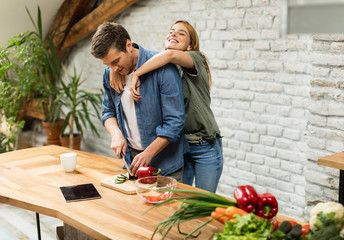 Wall Mural - Lovely couple in the kitchen