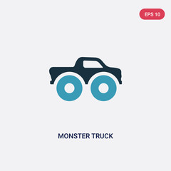 Wall Mural - two color monster truck vector icon from transportation concept. isolated blue monster truck vector sign symbol can be use for web, mobile and logo. eps 10