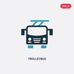 Wall Mural - two color trolleybus vector icon from transportation concept. isolated blue trolleybus vector sign symbol can be use for web, mobile and logo. eps 10