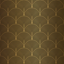 Art Deco Pattern. Seamless Black And Gold Background.