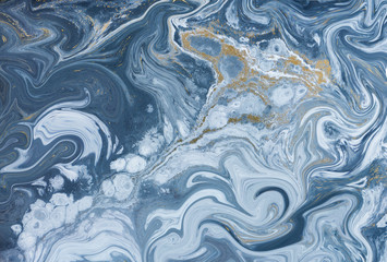  Marble abstract acrylic background. Blue marbling artwork texture. Agate ripple pattern.