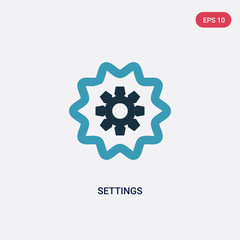 Poster - two color settings vector icon from user interface concept. isolated blue settings vector sign symbo