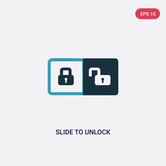 two color slide to unlock vector icon from user interface concept. isolated blue slide to unlock vector sign symbol can be use for web, mobile and logo. eps 10