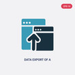 © zaurrahimov - two color data export of a window with an arrow vector icon from user interface concept. isolated blue data export of a window with an arrow vector sign symbol can be use for web, mobile and logo.