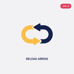 Wall Mural - two color reload arrow vector icon from ultimate glyphicons concept. isolated blue reload arrow vector sign symbol can be use for web, mobile and logo. eps 10