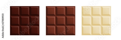 Fotomural Milk, dark and white chocolate bars set