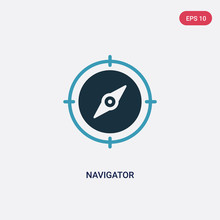 Two Color Navigator Vector Icon From User Interface Concept. Isolated Blue Navigator Vector Sign Symbol Can Be Use For Web, Mobile And Logo. Eps 10