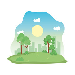 Poster - landscape park scene icon vector illustration