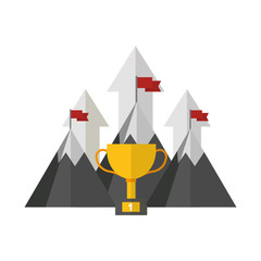 Canvas Print - mountains flags arrows trophy success business