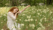 © Tedi S Photography - gypsy redheaded young model in meadow with white dress