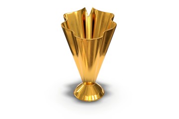 Wall Mural - 3D render of golden trophy cup isolated on white