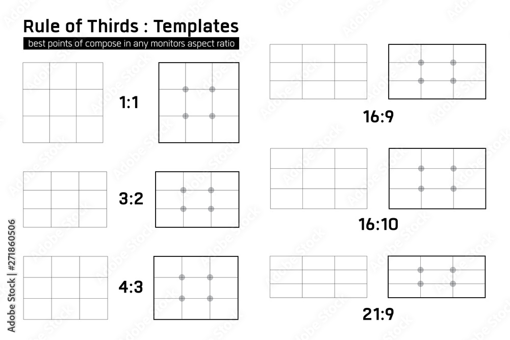 Composition Proportions template in any aspect ratio monitors - obrazy, fototapety, plakaty 