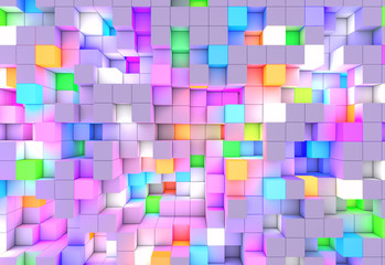 Fototapete - 3D rendering abstract background color light cubes
