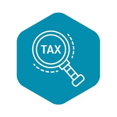 Poster - Tax magnify glass icon. Outline tax magnify glass vector icon for web design isolated on white background