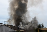 Fototapeta  - Residential home in Taylors Hill, Melbourne goes up in flames this morning.