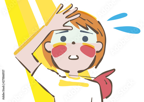 熱中症 太陽の日差しを遮る少女 イラスト Buy This Stock Illustration And Explore Similar Illustrations At Adobe Stock Adobe Stock