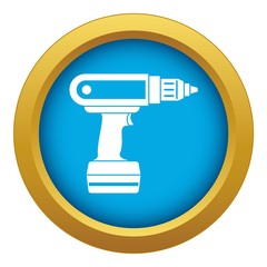 Poster - Electric screwdriver drill icon blue vector isolated on white background for any design