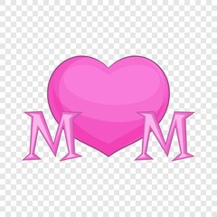 Sticker - Mothers Day pink heart icon. Cartoon illustration of Mothers Day heart vector icon for web