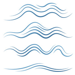 Set of linear water wave elements illustration. Waves line icons. Vector illustration.