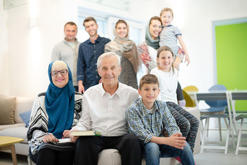 Wall Mural - portrait of happy modern muslim family