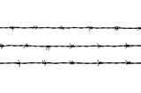 Fototapeta Miasto - three black lines of barbed wire