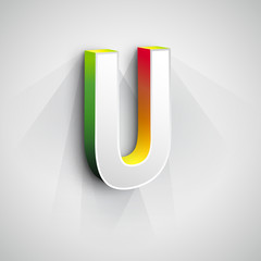 Aufkleber - Abstract Vector Logo Design Template. Creative 3d Concept Icon. Letter U Stylization 