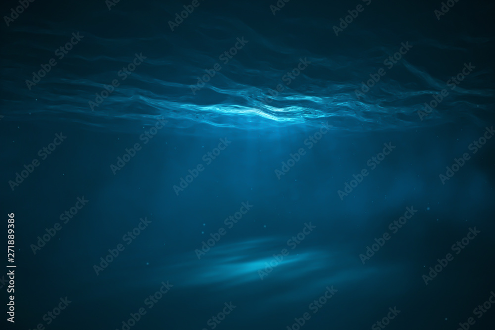 Underwater scene with light - obrazy, fototapety, plakaty 