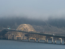 Vantage Bridge Over Columbia River Washington Interstate Highway 90 Sunny Fog