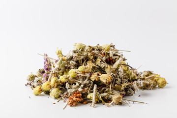 Invigorating Green Tea pineapple pieces, rosehip, slices of apple, cherry, strawberry, marigold petals and roses