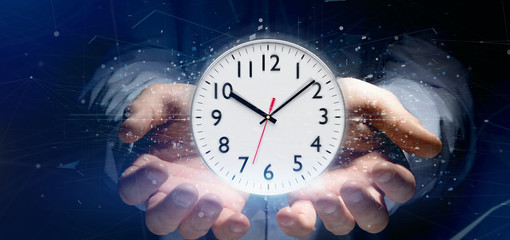 Poster - Man holding a clock timer 3d rendering