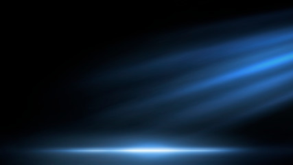 Fototapete - Dark empty scene, blue neon searchlight light, wet asphalt, smoke, night view, rays. Empty black studio room. Dark background. Abstract dark empty studio room texture.  Product showcase spotlight back