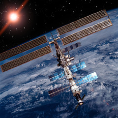 Wall Mural - international space station. the elements of this image furnished by nasa.