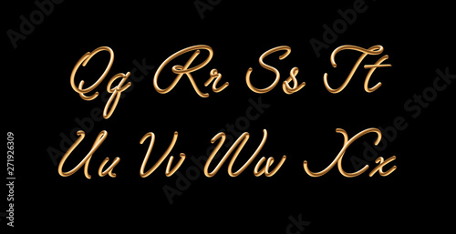 3D gradient golden blend vector alphabet design