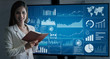 © InfiniteFlow - Data Analysis for Business and Finance Concept. Graphic interface showing future computer technology of profit analytic, online marketing research and information report for digital business strategy.