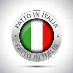 Wall Mural - made in italy flag metal icon 