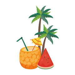 Canvas Print - delicious tropical fruit icon cartoon