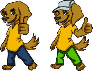 Golden retriever giving a thumbs up two variations