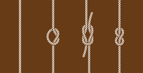 Rope knots borders line set design element different types. vector illustration of knot border