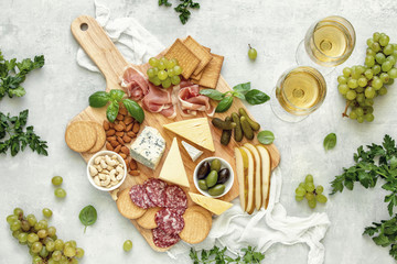 Antipasto board, top down view