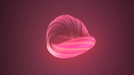 Poster - Pink colored twisted shape motion graphics background. Computer generated abstract geometric 3D render loop animation. 4K, Ultra HD resolution.