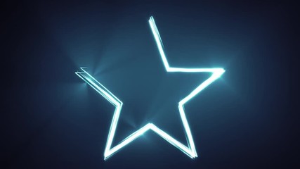 Poster - Design Star With Lines Stroke Animation/ 4k animation of an abstract blue shining star shape with light strokes following motion path, for hi-tech business logo