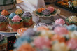 wedding birthday cupcakes with sweet rose flower
